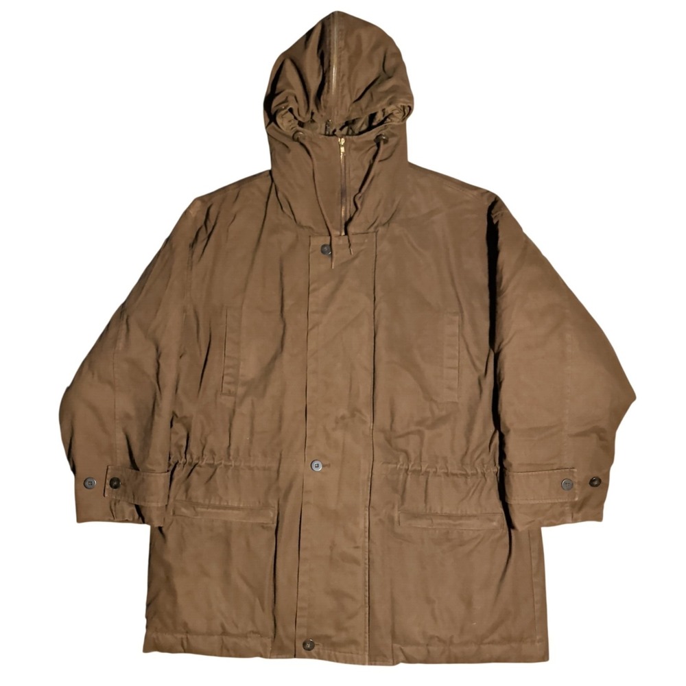 Vintage Eddie Bauer Down Parka Mens Size L Puffer Jacket Brown Zip Up Mid Length